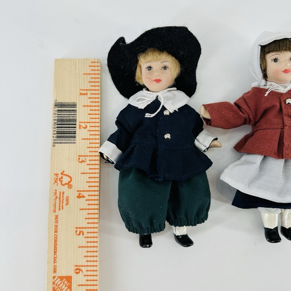 VTG‎ Amish Boy & Girl Articulated Porcelain Dolls Dainty 6" - Picture 3 of 13